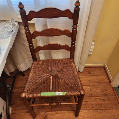 Vintage Ladder Back Chair w Rush Seat
