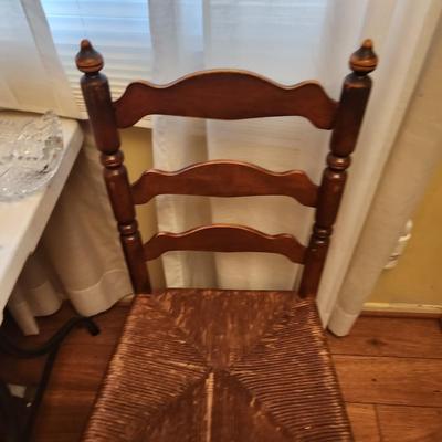 Vintage Ladder Back Chair w Rush Seat