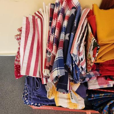 Large Box Lot of Linen Napkins Holiday and Seasonal themes