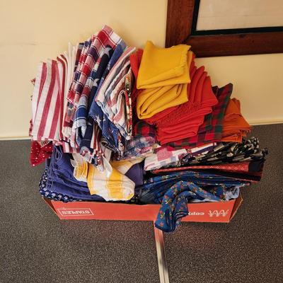 Large Box Lot of Linen Napkins Holiday and Seasonal themes