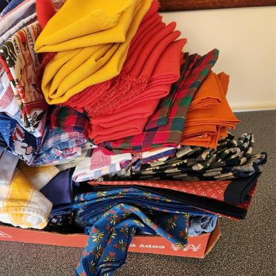 Large Box Lot of Linen Napkins Holiday and Seasonal themes