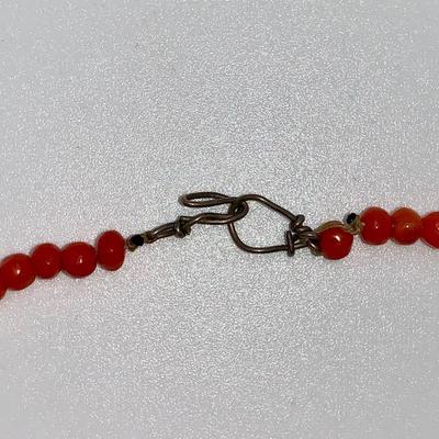 Vintage Native American Coral, Turquoise, and Pawn Silver Choker Necklace