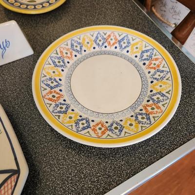 Large Lot of Quimper Pottery Plates Bowls Pitcher