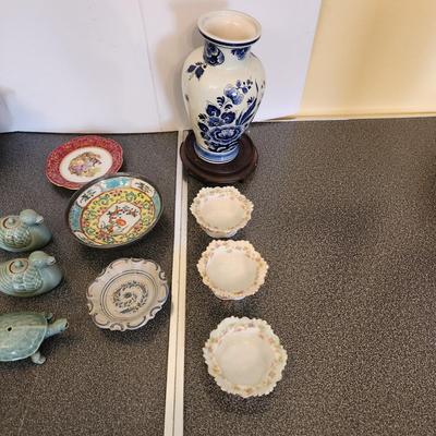 Noritake Hand Painted Plate , Cachepot, Porcelain, Limoges Korean Celadon Water Droppers