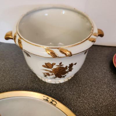 Noritake Hand Painted Plate , Cachepot, Porcelain, Limoges Korean Celadon Water Droppers