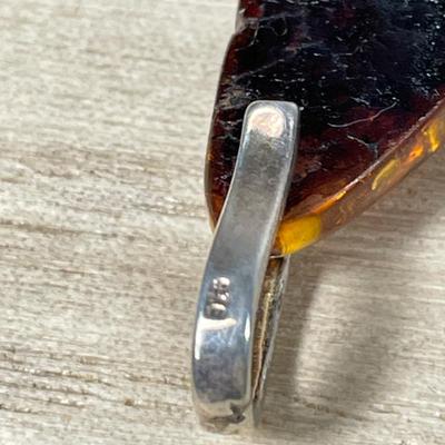 Genuine Amber and Sterling pendant