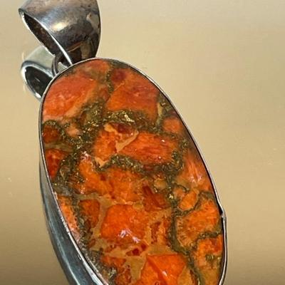 Chunky Sterling and Jasper? Pendant
