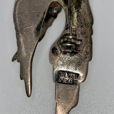 Vintage Mexican Silver and Turquoise Bird Pin/Brooch