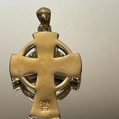 Gold over Sterling Silver Inlay Cross pendant