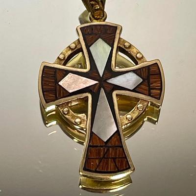 Gold over Sterling Silver Inlay Cross pendant
