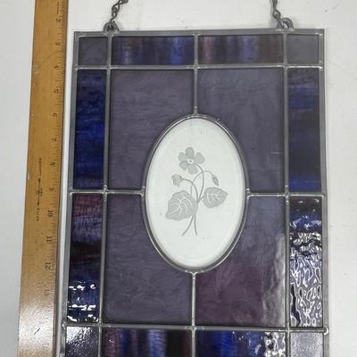 Stained Glass Art Window Wall Hanging 14 3/4” X 11 1/2”