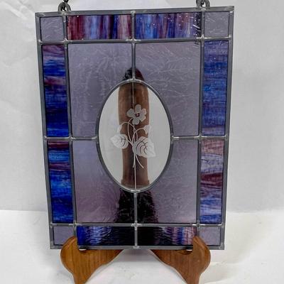 Stained Glass Art Window Wall Hanging 14 3/4” X 11 1/2”