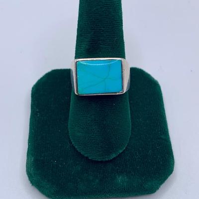 Men’s Native American Pawn Silver and Turquoise Ring
