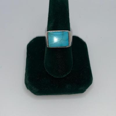 Men’s Native American Pawn Silver and Turquoise Ring