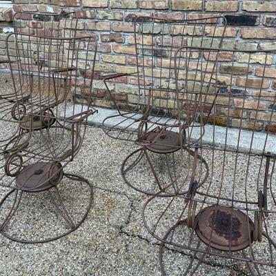 Vintage MCM Wrought Iron Swivel Rockers