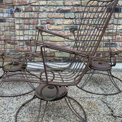 Vintage MCM Wrought Iron Swivel Rockers