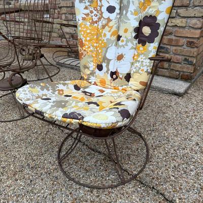 Vintage MCM Wrought Iron Swivel Rockers