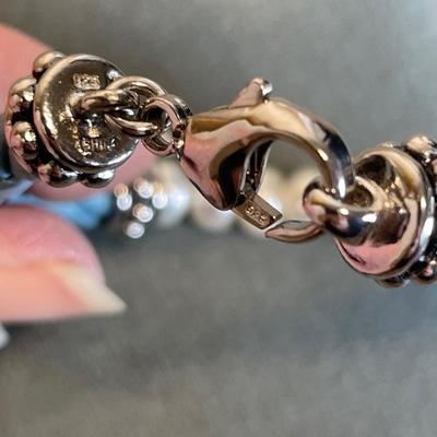 Sterling Silver Pearls and leather bracelet
