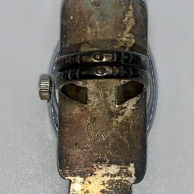 Large Native American Pawn Silver and Turquoise Watch Ring