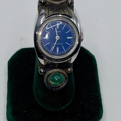 Large Native American Pawn Silver and Turquoise Watch Ring