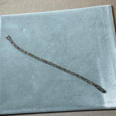 Sterling silver and marcasite link bracelet