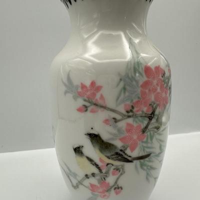 Vintage 1950s Made in China Liling Cherry Blossom Branch Ceramic Vase