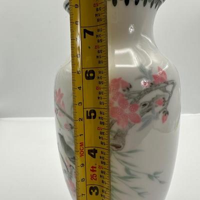 Vintage 1950s Made in China Liling Cherry Blossom Branch Ceramic Vase
