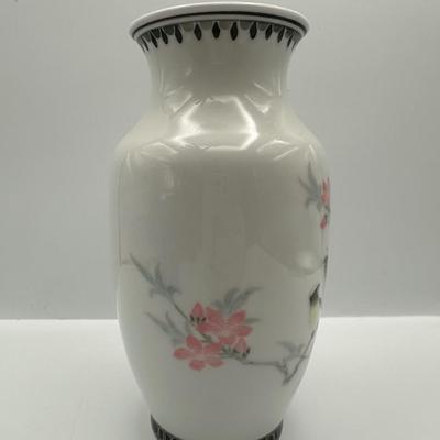 Vintage 1950s Made in China Liling Cherry Blossom Branch Ceramic Vase