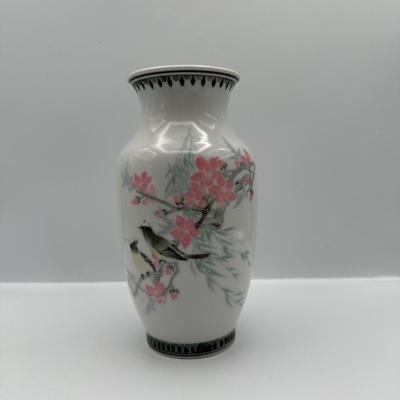 Vintage 1950s Made in China Liling Cherry Blossom Branch Ceramic Vase