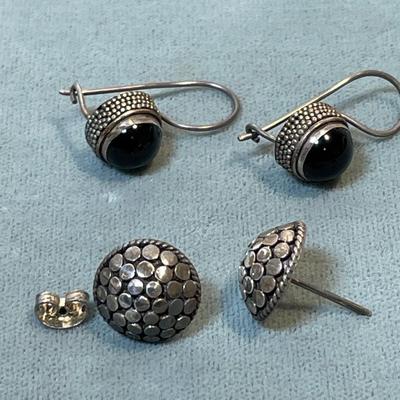 Bali style sterling and onyx earrings