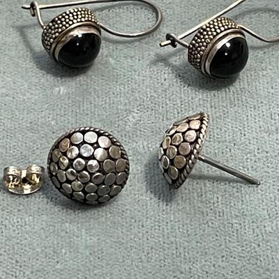 Bali style sterling and onyx earrings