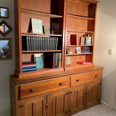 PAIR - Sturdy Thick Wood Bookcases - Adjustable Shelves