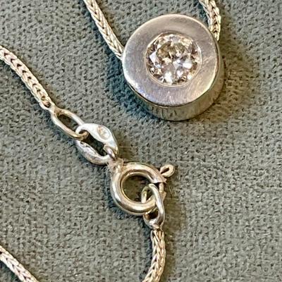 Sterling silver and CZ pendant necklace