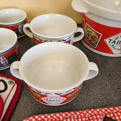 Tabasco Sauce Collection , Cups , Bowls, Glass Pitcher , Pot Holders and more