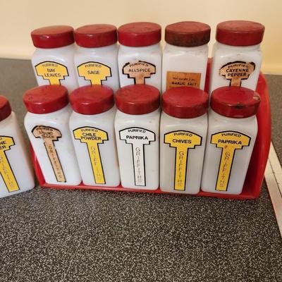 Vintage Milk Glass Spice Jars Containers