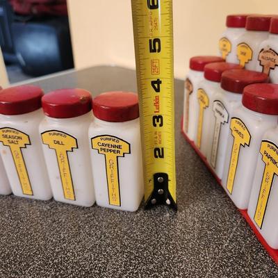 Vintage Milk Glass Spice Jars Containers