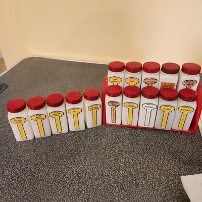 Vintage Milk Glass Spice Jars Containers