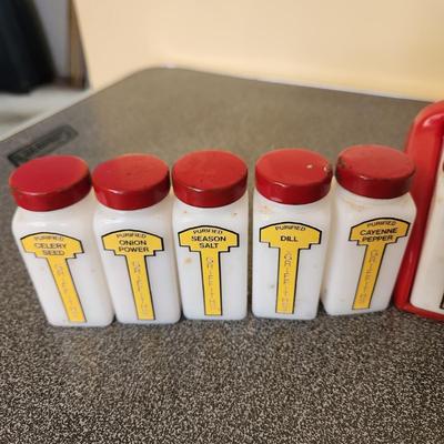 Vintage Milk Glass Spice Jars Containers