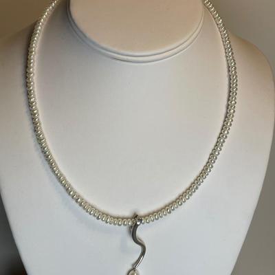 Designer Pearl and Sterling necklace