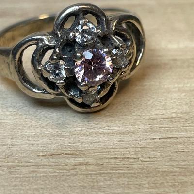 Pink CZ sterling ring 7