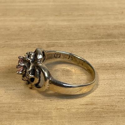 Pink CZ sterling ring 7