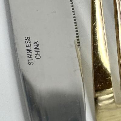 79 Piece Gold Toned Flatware Set