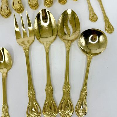79 Piece Gold Toned Flatware Set