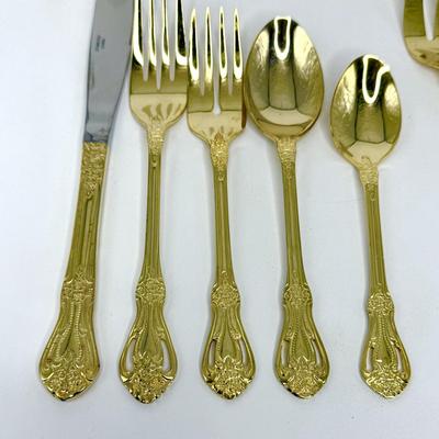 79 Piece Gold Toned Flatware Set
