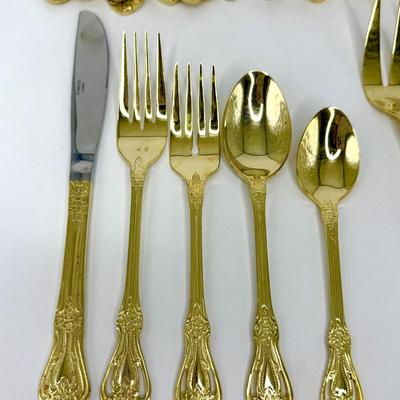 79 Piece Gold Toned Flatware Set