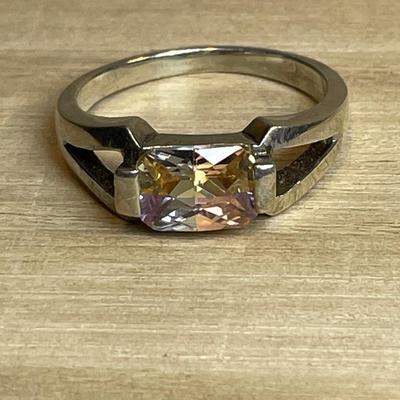 Multi color CZ sterling ring 7.5