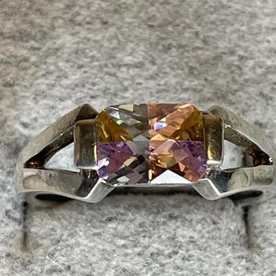 Multi color CZ sterling ring 7.5