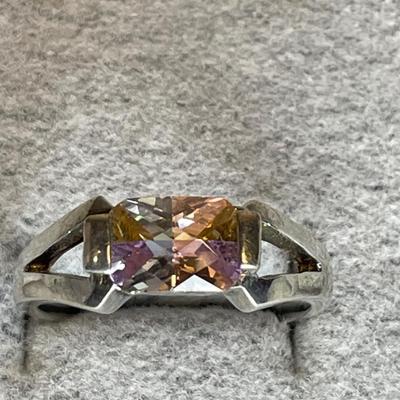 Multi color CZ sterling ring 7.5