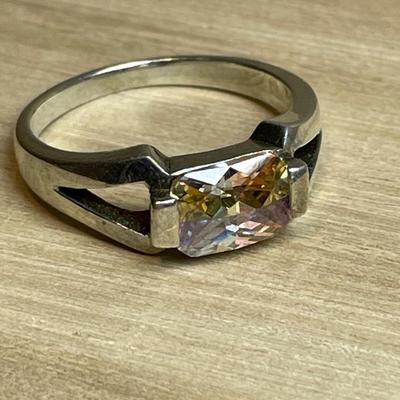 Multi color CZ sterling ring 7.5