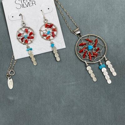 Running Bear Sterling Dream catcher set